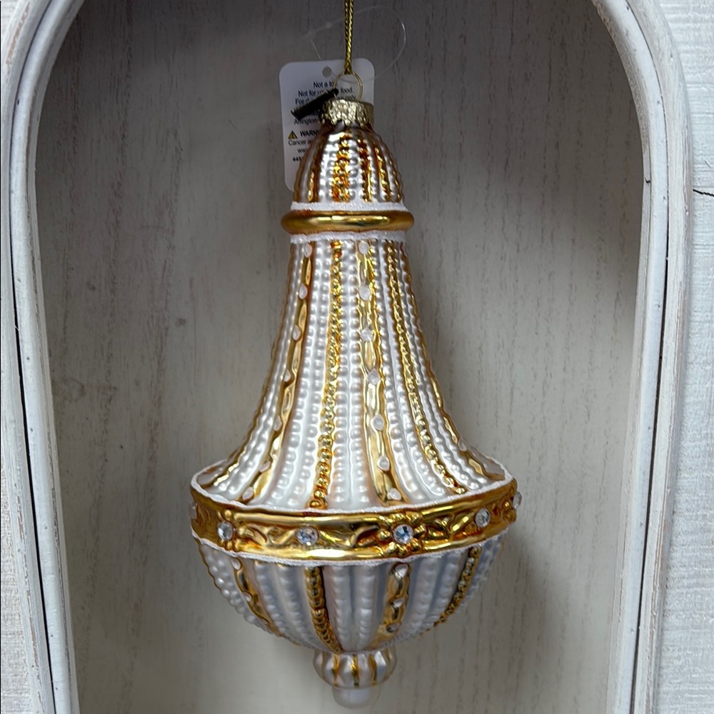 Elegant Gold and White chandelier Ornament
